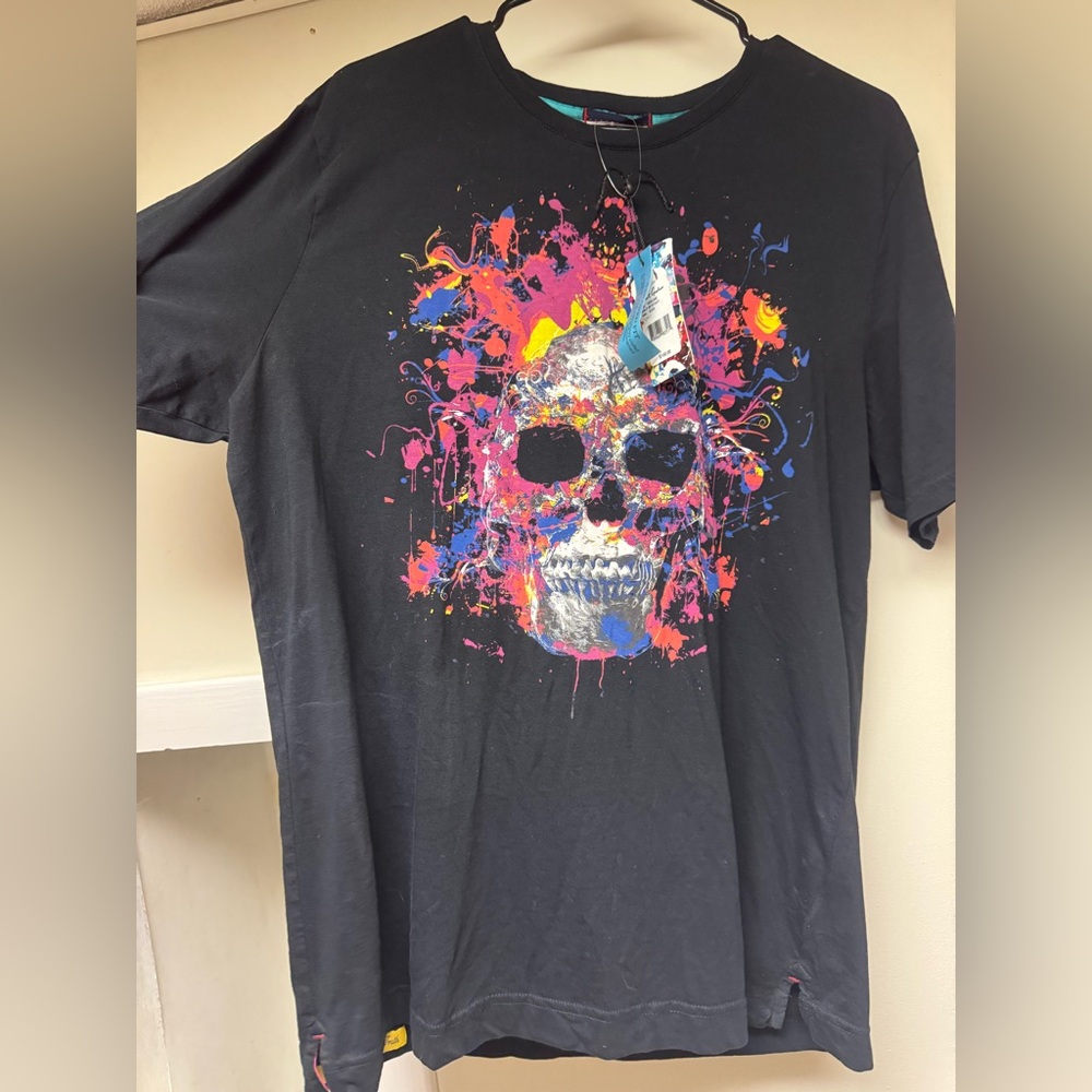 Robert Graham Multicolor Abstract skull Shirt NWT
